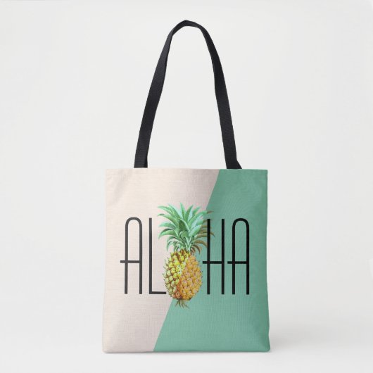 Aloha Text mit Ananas tropischer Geometrie zurück Tasche (Vorderseite)