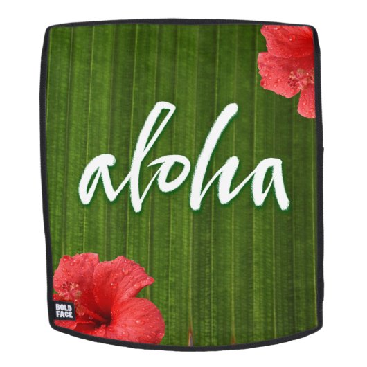 Aloha Ti Leaf Hibiskus Calligraphy Hawaii Green Rucksack (Abnehmbare Front)