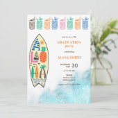 Aloha TIKI ABSCHLUSS Tropical Luau Hawaiian Party Einladung (Stehend Vorderseite)