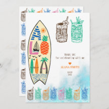 Aloha TIKI Surfboard Tropical Luau Hawaiian Party