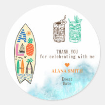 Aloha TIKI Surfboard Tropical Luau Hawaiian Party