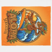 Aloha Tiki Surfing Fleece Blanket (Vorderseite (Horizontal))