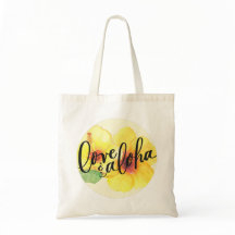 Aloha Tote Bag Hibiskus Liebe & Aloha (leere Rücks