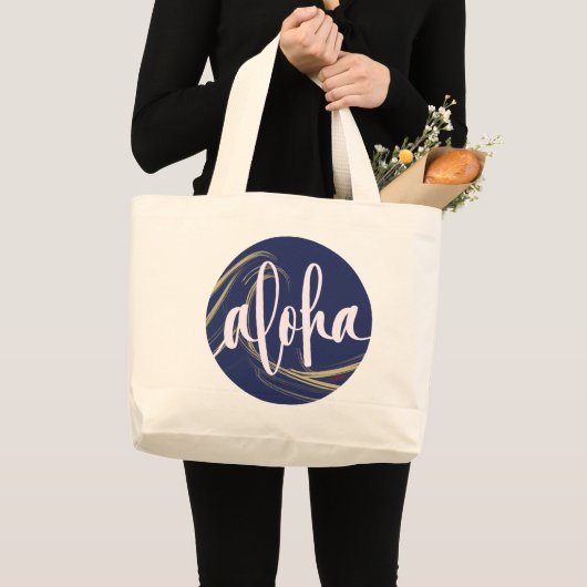 Aloha Tote Beutel Dark Blue Gold mit Kai Ocean The Jumbo Stoffbeutel (Vorderseite (Produkt))