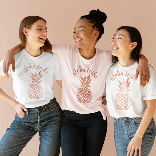 Aloha Tribe Hawaii Rose Gold Ananas Bridesmaid T-Shirt