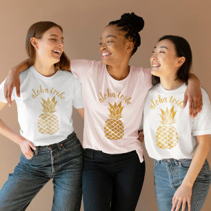 Aloha Tribe Hawaiian Gold Ananas Bridesmaid T-Shirt