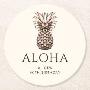 Aloha-Tropenparty mit Ananas Runder Pappuntersetzer