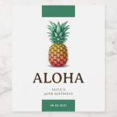 Aloha-Tropenparty mit retro-Pineapple Weinetikett (Einzelnes Label)