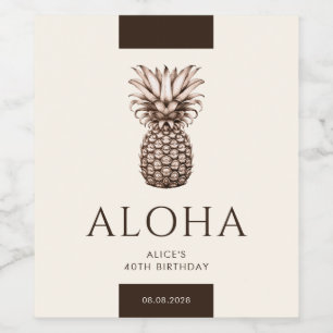 Aloha-Tropenparty mit Vintage-Ananas Weinetikett
