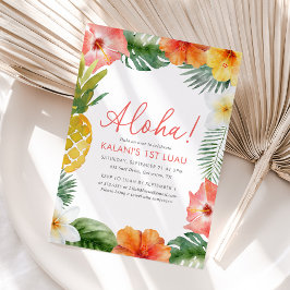 Aloha Tropical 1. Luau Floral Geburtstag Einladung