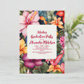 Aloha Tropical Abschluss Luau Einladung (Stehend Vorderseite)