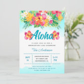 Aloha Tropical Abschluss Luau Glitzer Einladung (Stehend Vorderseite)