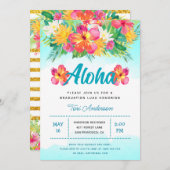 Aloha Tropical Abschluss Luau Glitzer Einladung (Vorne/Hinten)