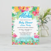 Aloha Tropical Baby Dusche Luau Einladung Blue (Stehend Vorderseite)