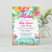 Aloha Tropical Baby Shower Luau Einladung (Stehend Vorderseite)