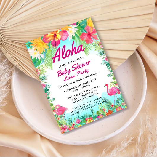 Aloha Tropical Baby Shower Luau Einladung