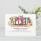Aloha Tropical Beach Ananas Geburtstag Einladung (Stehend Vorderseite)
