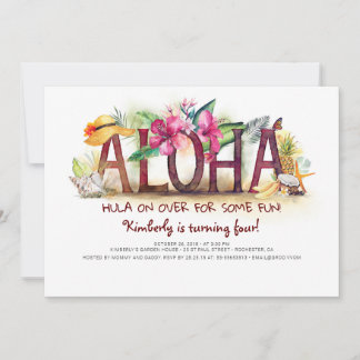 Aloha Tropical Beach Ananas Geburtstag Einladung