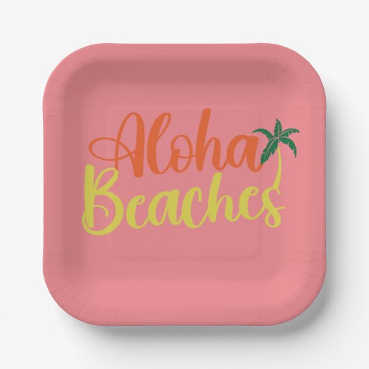 Aloha Tropical Beach Design Pappteller (Vorderseite)