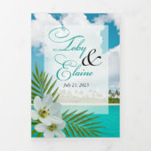 Aloha Tropical Beach Hochzeit Dreifach Gefaltete Einladung (Cover)