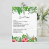 Aloha Tropical Beach Hochzeitgäste Details Begleitkarte (Stehend Vorderseite)