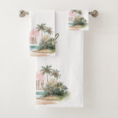 Aloha Tropical Beach Palm Trees Badhandtuch Set (Insitu)