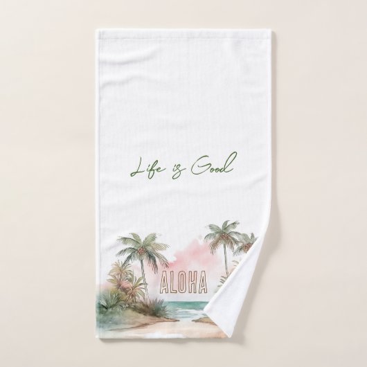 Aloha Tropical Beach Palm Trees Badhandtuch Set (Handtuch)