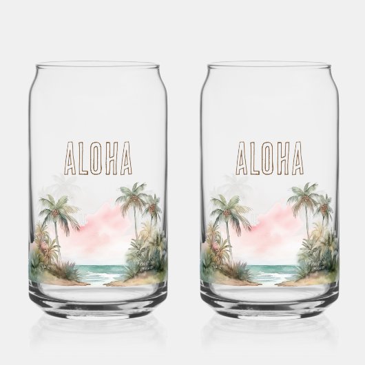 Aloha Tropical Beach Palm Trees Dosenglas (Vorderseite)