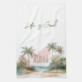 Aloha Tropical Beach Palm Trees Geschirrtuch (Vertikal)