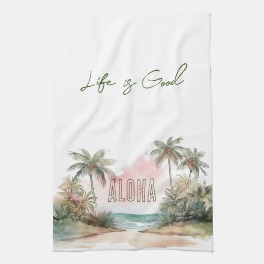 Aloha Tropical Beach Palm Trees Geschirrtuch (Vertikal)