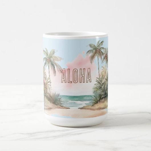 Aloha Tropical Beach Palm Trees Kaffeetasse (Mittel)