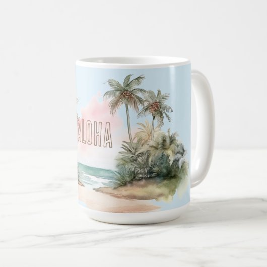 Aloha Tropical Beach Palm Trees Kaffeetasse (VorderseiteRechts)