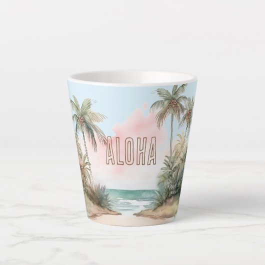 Aloha Tropical Beach Palm Trees Milchtasse (Vorderseite)