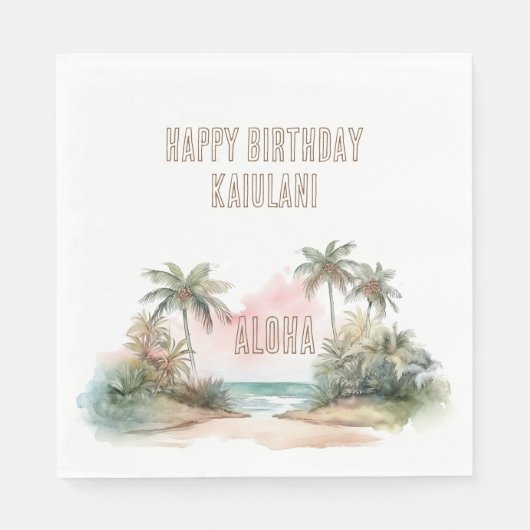 Aloha Tropical Beach Palm Trees Serviette (Vorderseite)