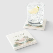 Aloha Tropical Beach Palm Trees Steinuntersetzer (Seitenansicht)