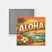 Aloha Tropical Beach Sunset Scene Magnet (Vorderseite/Rückseite)