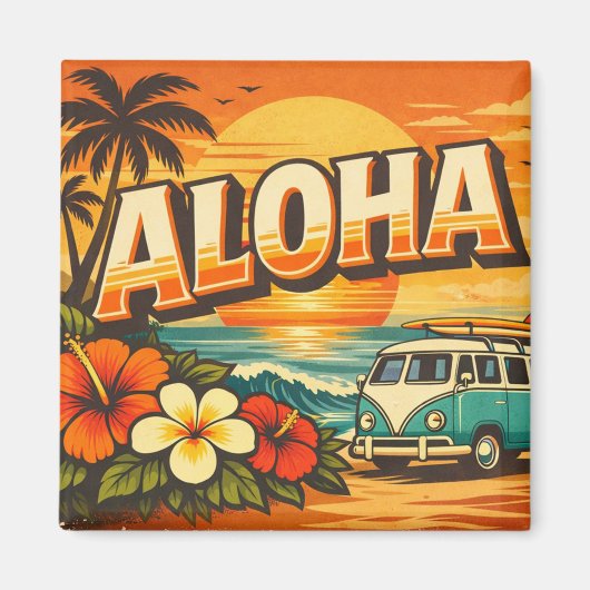 Aloha Tropical Beach Sunset Scene Magnet (Vorne)