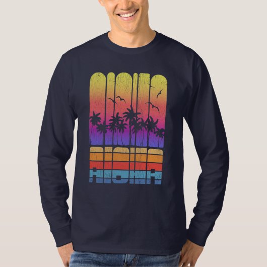 Aloha Tropical Beach Vintag Lila T-Shirt (Vorderseite)