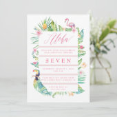 Aloha Tropical Birthday Party Luau Einladung (Stehend Vorderseite)