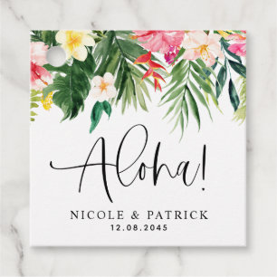 Aloha Tropical Blume and Greenerity Wedding Geschenkanhänger
