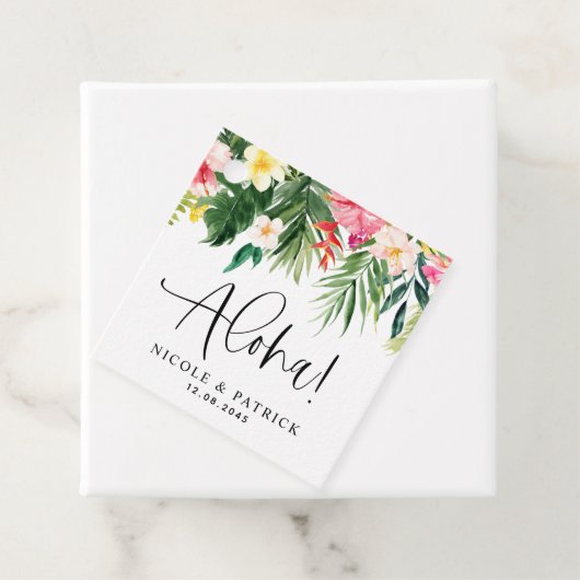 Aloha Tropical Blume and Greenerity Wedding Geschenkanhänger (Beispiel)