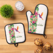 Aloha Tropical Blume & Bird Ofenhandschuh & Topflappen-Set (Oben Unten)