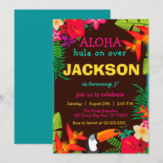 Aloha Tropical Blume Hibiskus luau Birthday Einladung