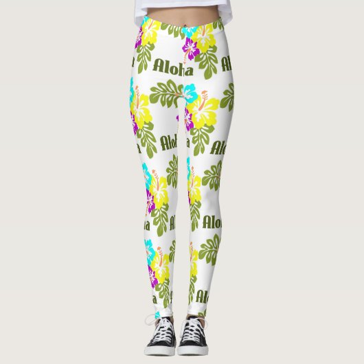 Aloha Tropical Blume Leggings (Vorderseite)