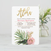 Aloha Tropical Brautparty Floral Einladung (Stehend Vorderseite)
