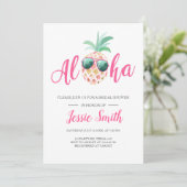 Aloha Tropical Bridal Dusche Einladung Ananas (Stehend Vorderseite)