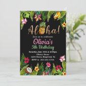 Aloha Tropical Chalkboard Einladung (Stehend Vorderseite)
