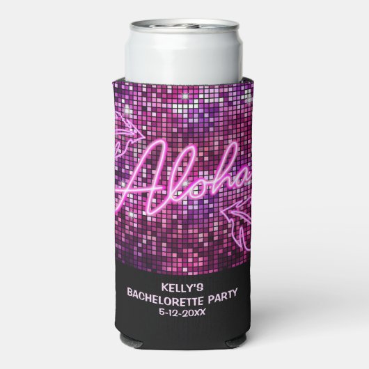 Aloha Tropical Disco Junggeselinnen-Abschied Neon Selters Dosenkühler (Seltzer Rückseite)