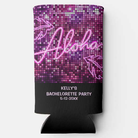 Aloha Tropical Disco Junggeselinnen-Abschied Neon Selters Dosenkühler (Rückseite)