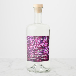 Aloha Tropical Disco Junggesellinnenabschied Neon Alkoholflaschenetikett